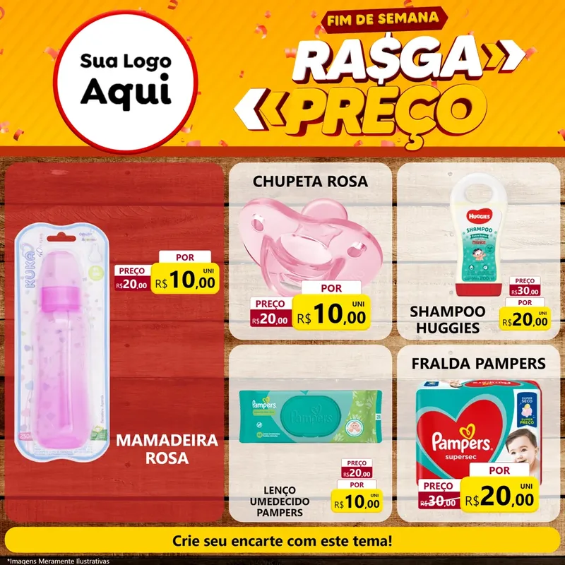 Modelo de Rede Social para Feed Facebook com o tema Fim de Semana Rasga Preços para Bebês