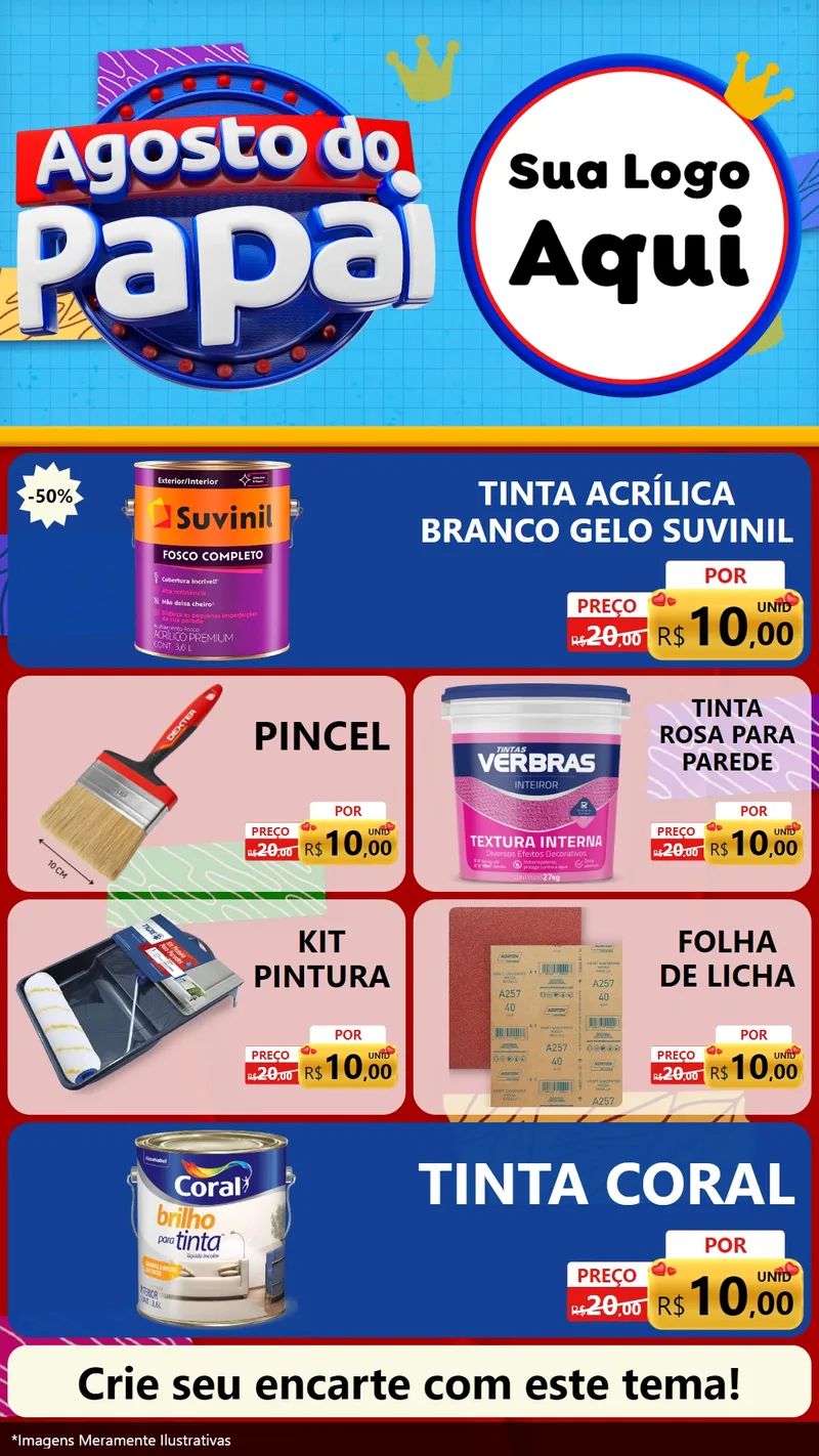 Modelo de TV para TV Vertical com o tema Agosto do Papai para Tintas e Ferramentas