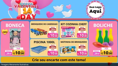 Modelo de TV para TV Horizontal com o tema Valentine's Day para Brinquedos