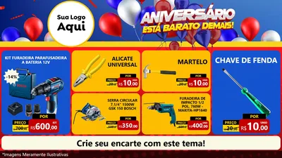 Modelo de TV para TV Horizontal com o tema Aniversário para Maquinas e Ferramentas