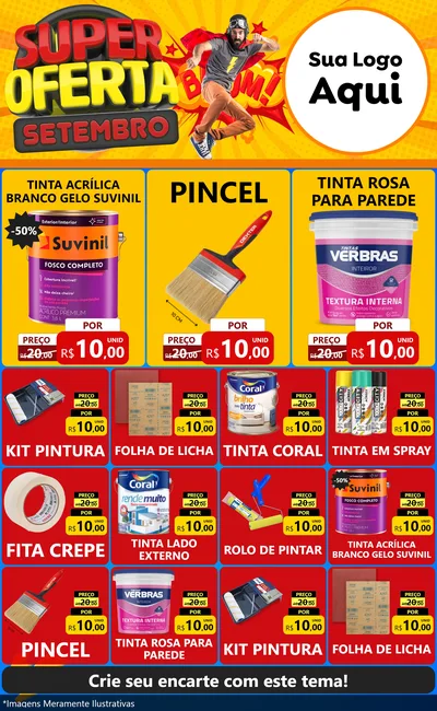 Modelo de Encarte para Encarte Grande com o tema Super Oferta Setembro para Tintas e Ferramentas