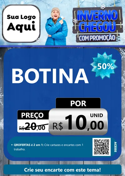 Modelo de Cartaz para Cartaz A4 Vertical com o tema Inverno Chegou Com Promoção para Agropecuária