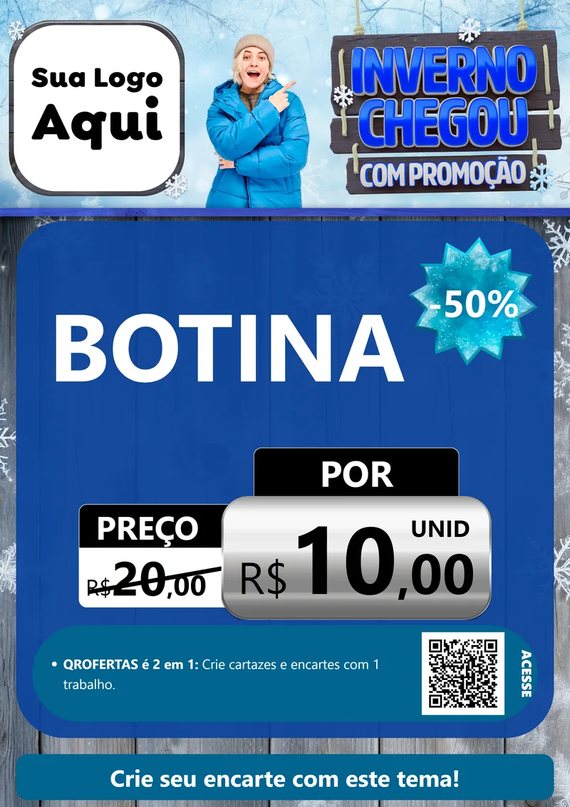 Modelo de Cartaz para Cartaz A4 Vertical com o tema Inverno Chegou Com Promoção para Agropecuária