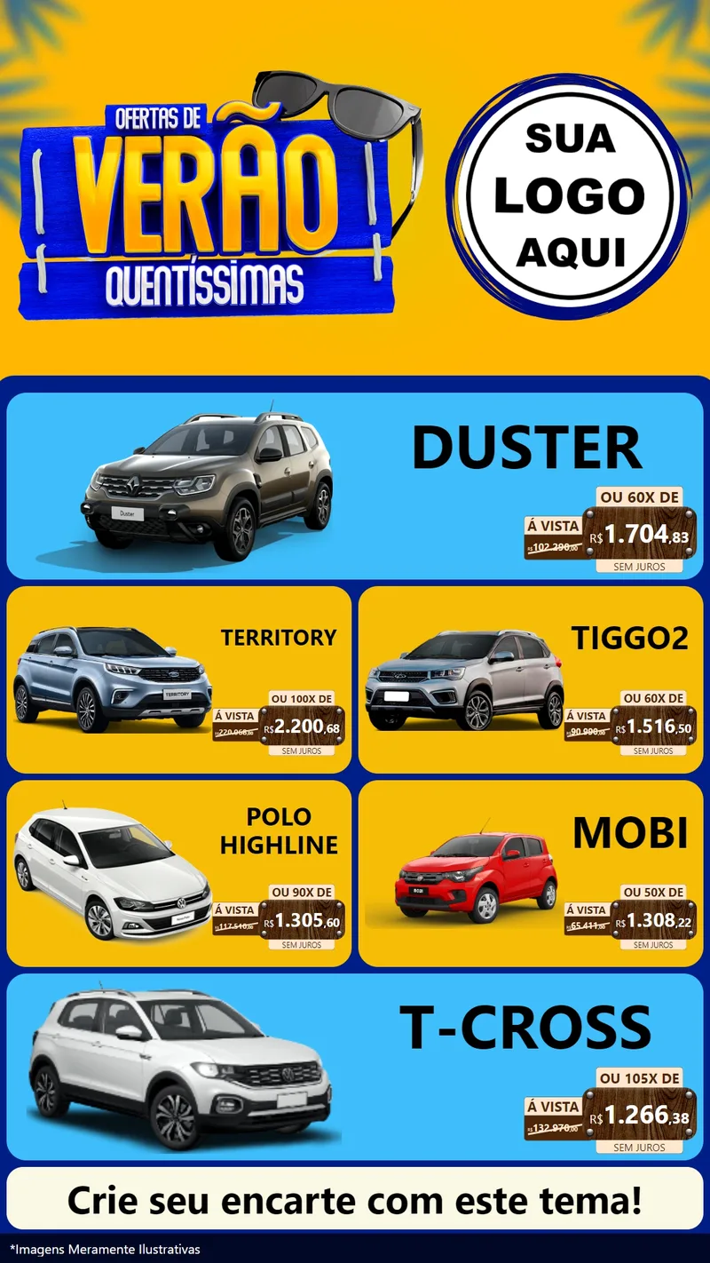 Modelo de TV para TV Vertical com o tema Ofertas de Verão Quentíssimas para Concessionaria de Carros