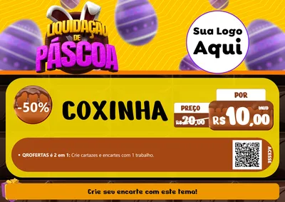 Modelo de Cartaz para Cartaz A4 Horizontal com o tema Liquidação de Páscoa para Salgadaria