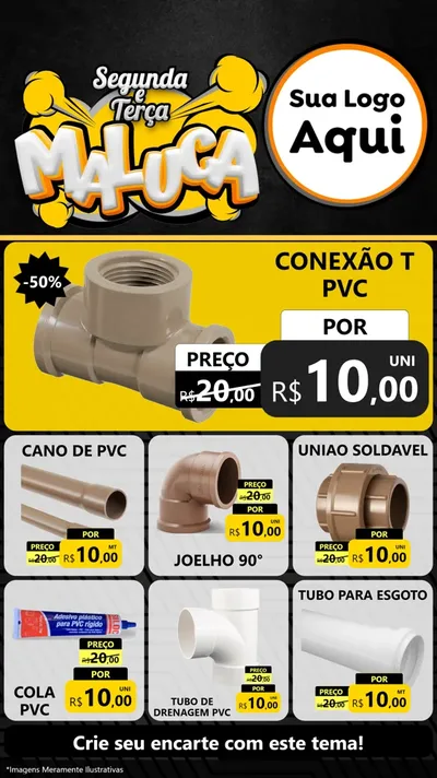 Modelo de Rede Social para Stories com o tema Segunda e Terça Maluca para Tubos e conexões