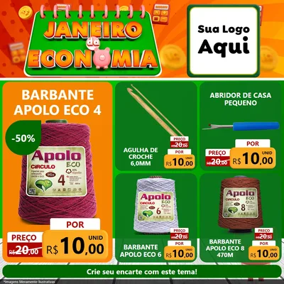 Modelo de Rede Social para Feed Facebook com o tema Janeiro da Economia para Armarinho e Aviamentos