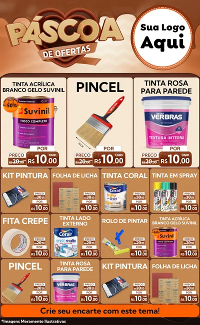 Modelo de Encarte para Encarte Grande com o tema Páscoa de Ofertas para Tintas e Ferramentas