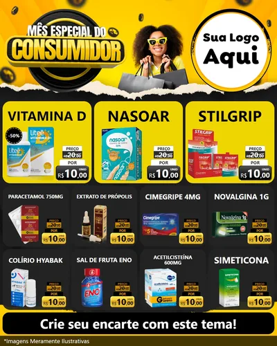 Modelo de Rede Social para Feed Instagram com o tema Mês Especial do Consumidor para Farmácia