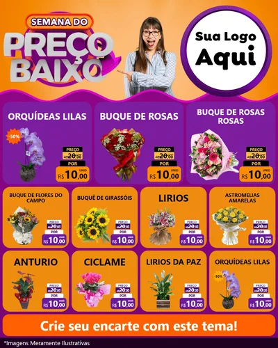 Modelo de Rede Social para Feed Instagram com o tema Semana do Preço Baixo para Floricultura e jardim