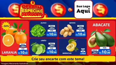 Modelo de TV para TV Horizontal com o tema Ofertas Especiais de Agosto para Hortifrúti