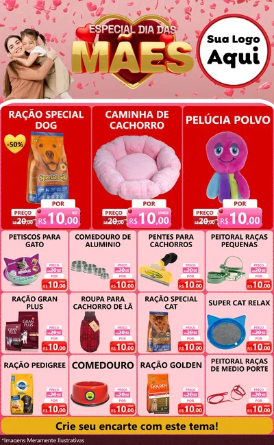 Modelo de Encarte para Encarte Grande com o tema Especial Dia Das Mães para Pet Shop