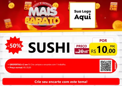Modelo de Cartaz para Cartaz A4 Horizontal com o tema Mais Barato para Comida japonesa
