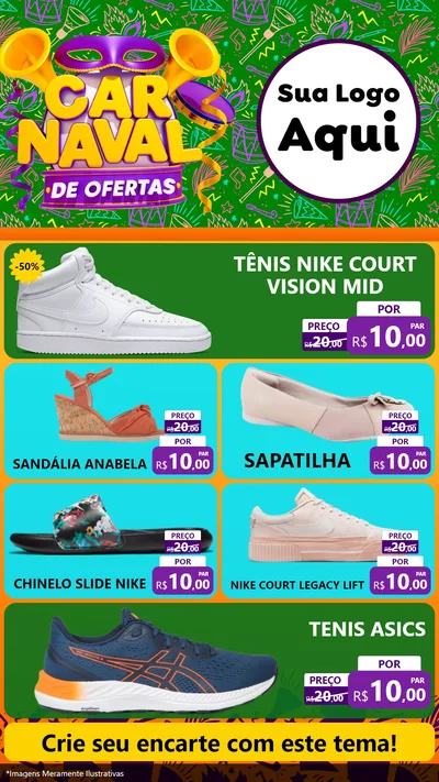 Modelo de TV para TV Vertical com o tema Carnaval de Ofertas para Calçados