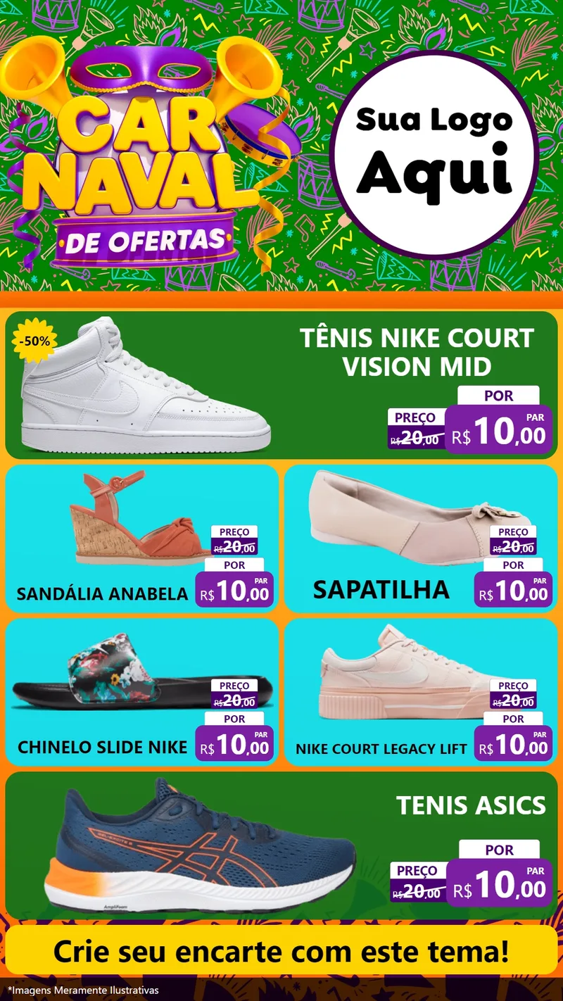 Modelo de TV para TV Vertical com o tema Carnaval de Ofertas para Calçados