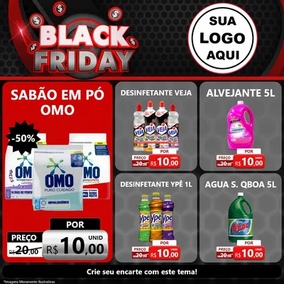 Modelo de Rede Social para Feed Facebook com o tema Black Friday para Produtos de Limpeza