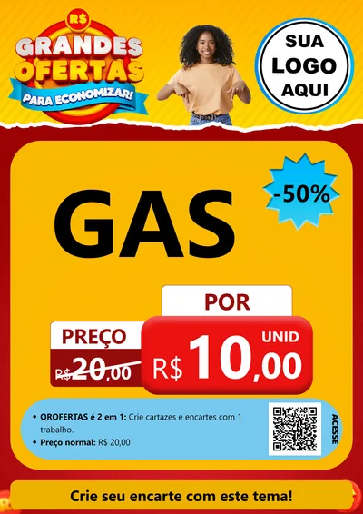 Modelo de Cartaz para Cartaz A4 Vertical com o tema Grandes Ofertas Para Economizar! para Água e gás