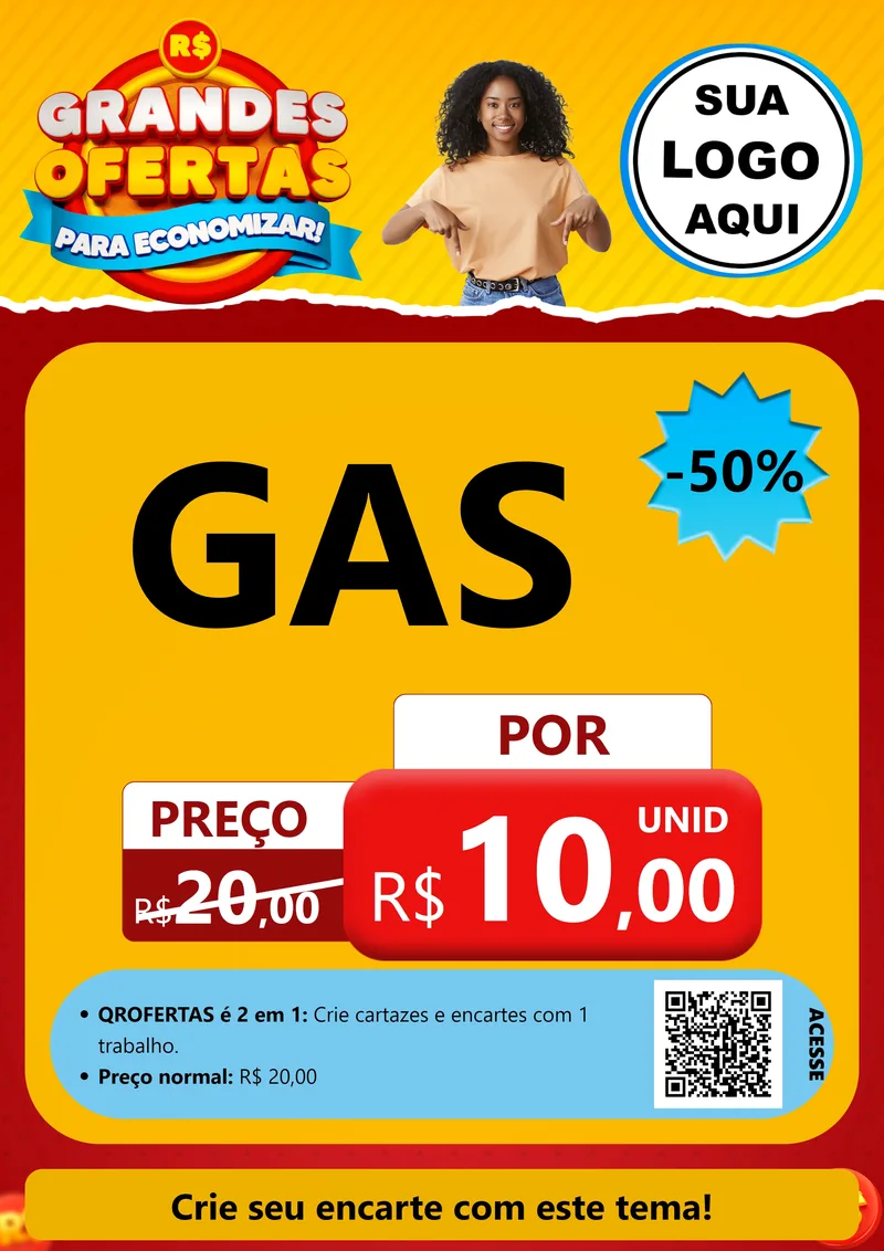 Modelo de Cartaz para Cartaz A4 Vertical com o tema Grandes Ofertas Para Economizar! para Água e gás