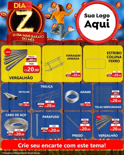 Modelo de Rede Social para Feed Instagram com o tema Dia Z - O Dia Mais Barato Do Mês para Ferragens