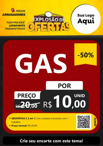 Modelo de Cartaz para Cartaz A4 Vertical com o tema Explosão de Ofertas para Água e gás