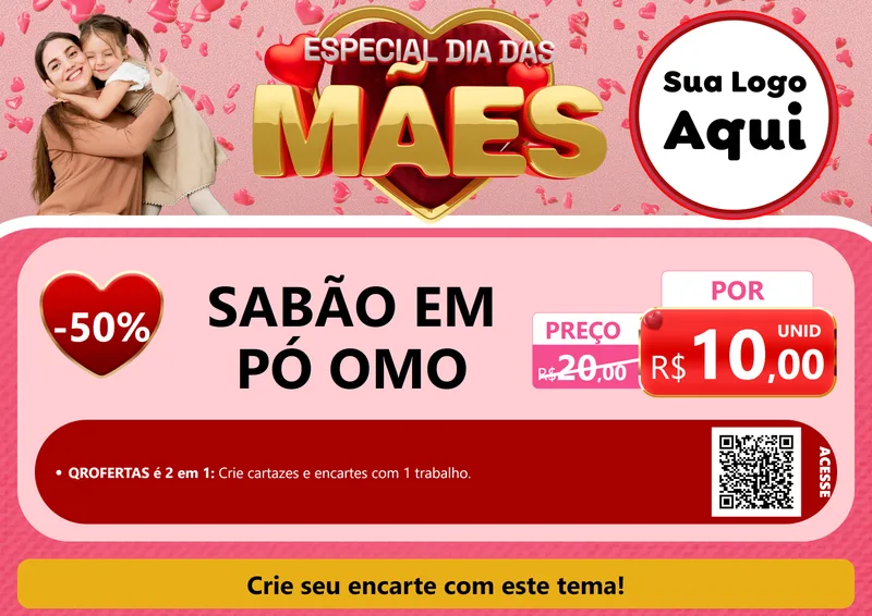 Modelo de Cartaz para Cartaz A4 Horizontal com o tema Especial Dia Das Mães para Produtos de Limpeza