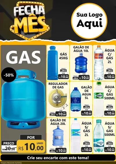 Modelo de Encarte para Encarte A4 Vertical com o tema Fecha Mês para Água e gás