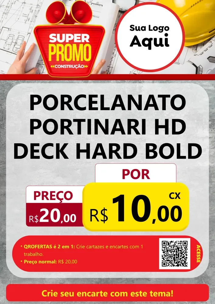 Modelo de Cartaz para Cartaz A4 Vertical com o tema Super Promoção Construção para Pisos e revestimentos