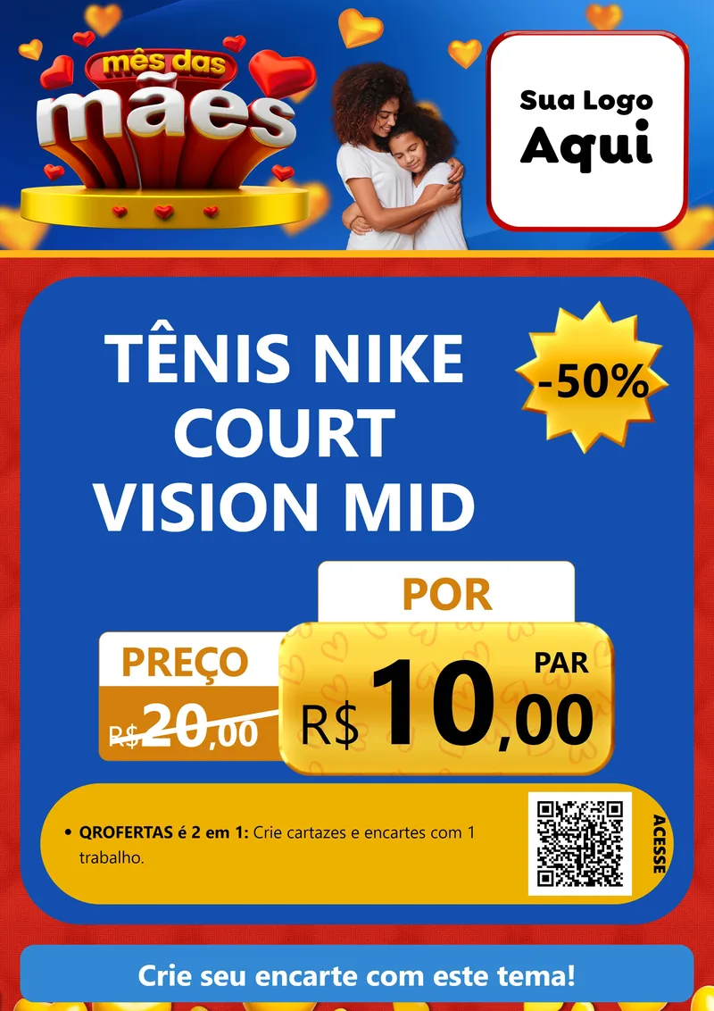Modelo de Cartaz para Cartaz A4 Vertical com o tema Mês das Mães para Calçados