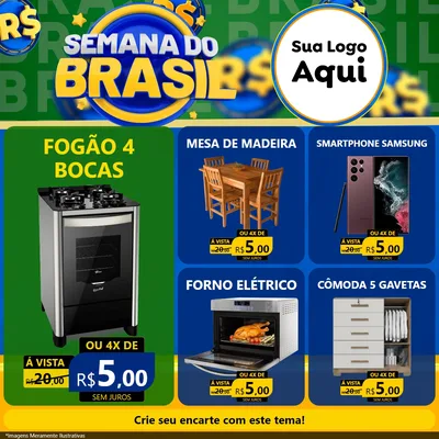 Modelo de Rede Social para Feed Facebook com o tema Semana Do Brasil para Móveis e Eletro