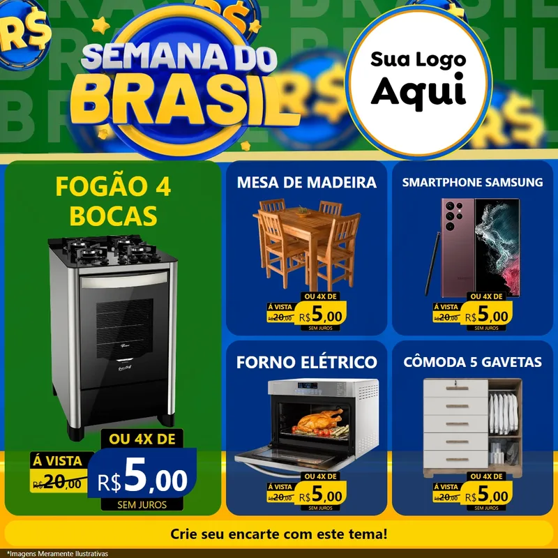 Modelo de Rede Social para Feed Facebook com o tema Semana Do Brasil para Móveis e Eletro