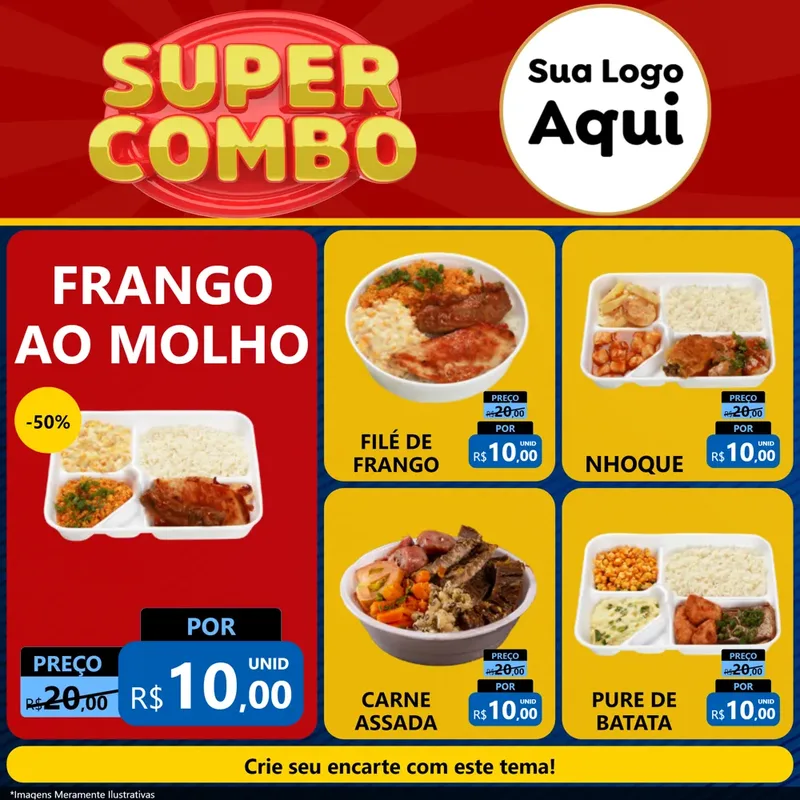Modelo de Rede Social para Feed Facebook com o tema Super Combo para Restaurante