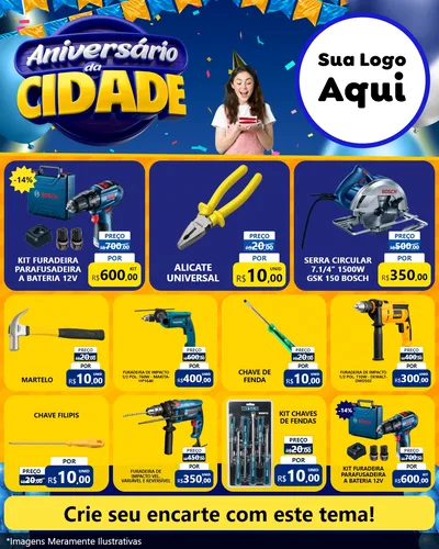 Modelo de Rede Social para Feed Instagram com o tema Aniversário da Cidade para Maquinas e Ferramentas