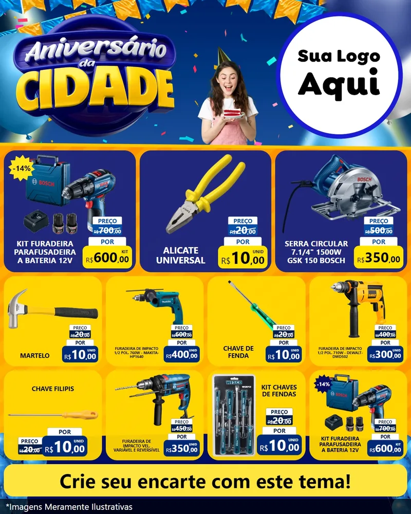 Modelo de Rede Social para Feed Instagram com o tema Aniversário da Cidade para Maquinas e Ferramentas