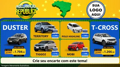 Modelo de TV para TV Horizontal com o tema Proclamação da República para Concessionaria de Carros