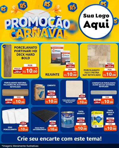 Modelo de Rede Social para Feed Instagram com o tema Promoção de Carnaval para Pisos e revestimentos