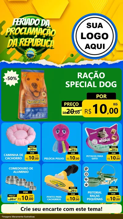 Modelo de Rede Social para Stories com o tema Feriado da Proclamação da República para Pet Shop