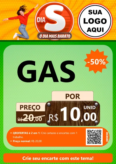 Modelo de Cartaz para Cartaz A4 Vertical com o tema Dia S - O Dia Mais Barato para Água e gás