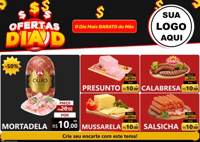 Modelo de Encarte para Encarte A4 Horizontal com o tema Ofertas Dia D para Frios e Laticínios