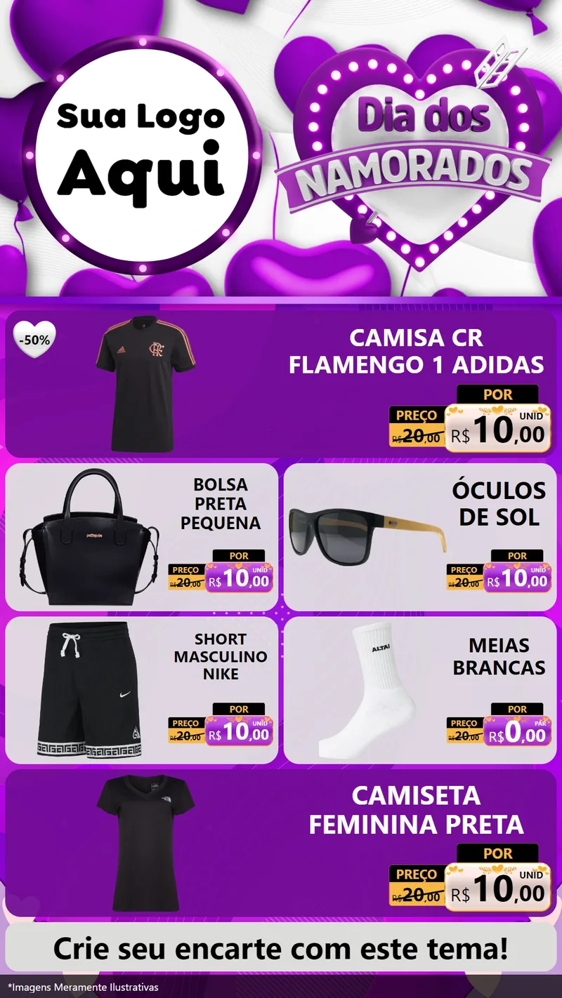 Modelo de TV para TV Vertical com o tema Dia dos Namorados para Roupas e acessórios