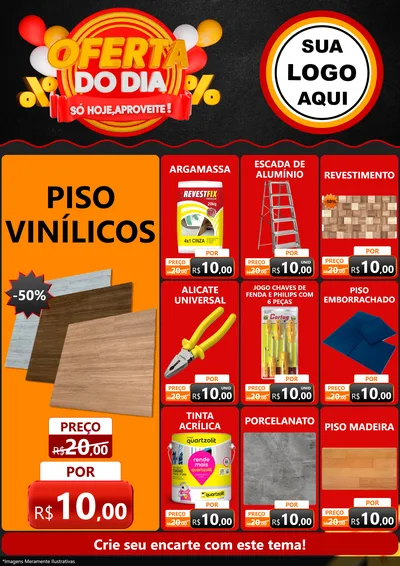 Modelo de Encarte para Encarte A4 Vertical com o tema Oferta do Dia - Só hoje, Aproveite! para Material para Construção