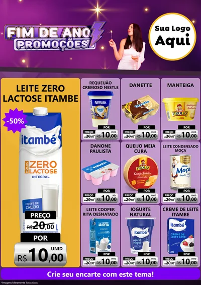 Modelo de Encarte para Encarte A4 Vertical com o tema Fim de Ano Promoções para Frios e Laticínios