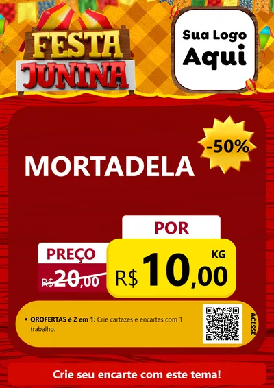 Modelo de Cartaz para Cartaz A4 Vertical com o tema Festa Junina para Frios e Laticínios