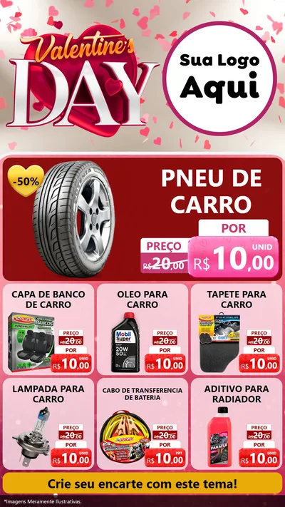 Modelo de Rede Social para Stories com o tema Valentine's Day para Auto peças