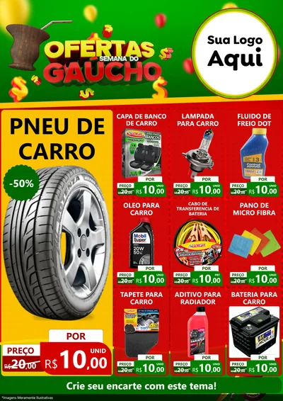 Modelo de Encarte para Encarte A4 Vertical com o tema Ofertas Semana Do Gaúcho para Auto peças