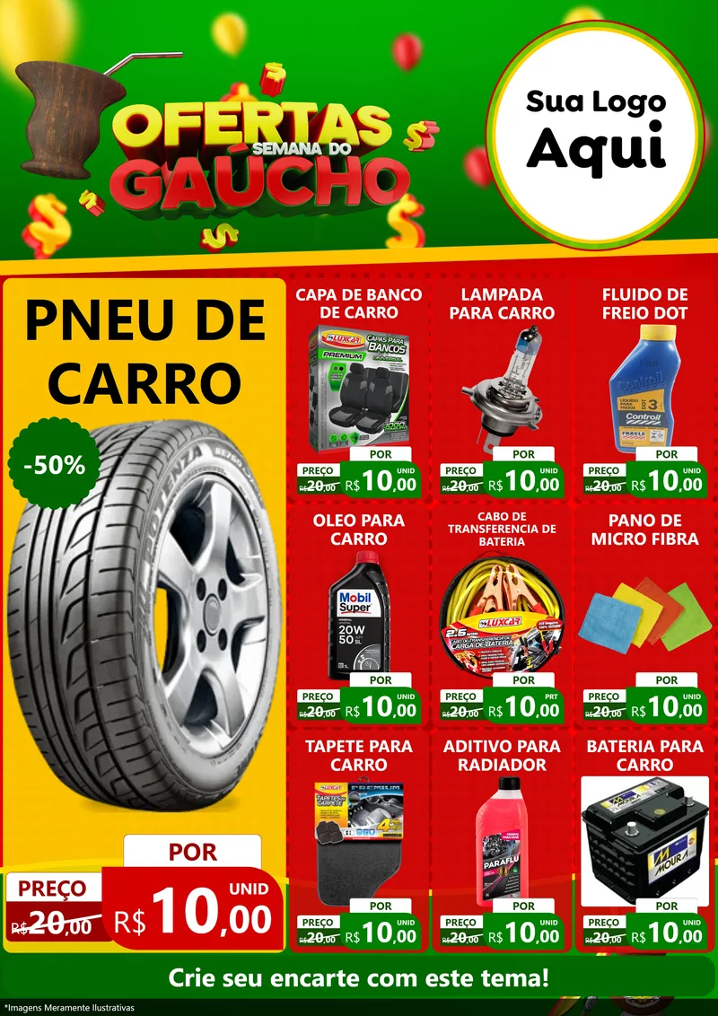 Modelo de Encarte para Encarte A4 Vertical com o tema Ofertas Semana Do Gaúcho para Auto peças