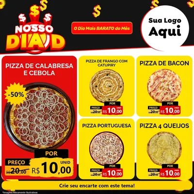 Modelo de Rede Social para Feed Facebook com o tema Nosso Dia D para Pizzaria