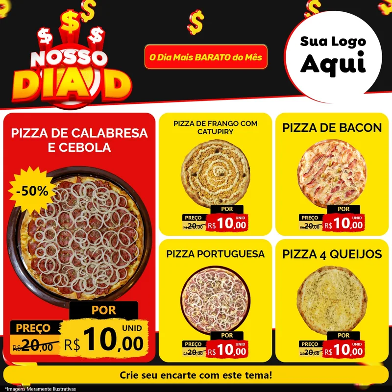 Modelo de Rede Social para Feed Facebook com o tema Nosso Dia D para Pizzaria