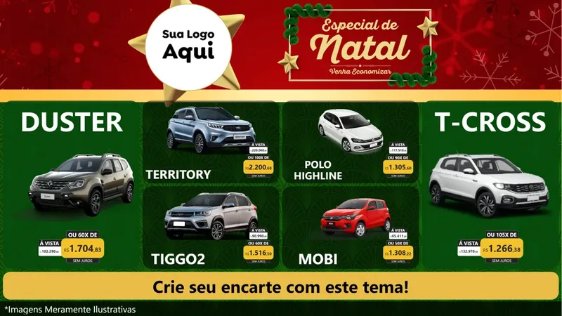 Modelo de TV para TV Horizontal com o tema Especial de Natal para Concessionaria de Carros