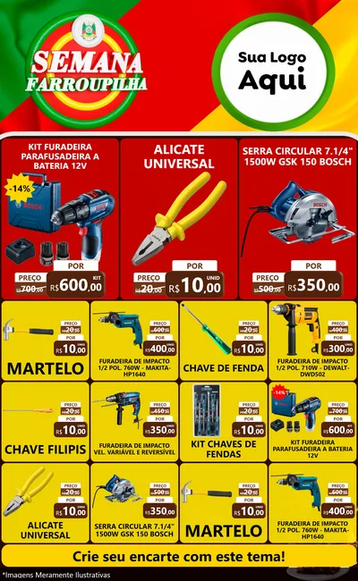 Modelo de Encarte para Encarte Grande com o tema Semana Farroupilha para Maquinas e Ferramentas