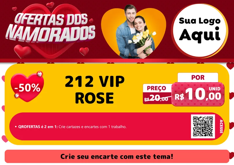 Modelo de Cartaz para Cartaz A4 Horizontal com o tema Ofertas Dos Namorados para Perfumes
